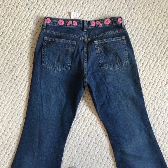 Calvin Klein BEADED Boho Dark Jeans NWT New! Bell Flare 7 26 - Picture 5 of 9